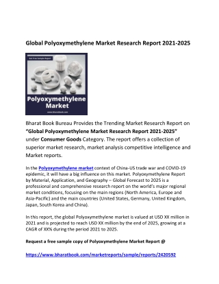 Global Polyoxymethylene Market Forecast 2021-2025