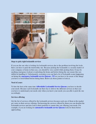 Steps to pick right locksmith services