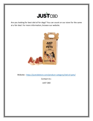 Best CBD Oil For Dogs | Justcbdstore.com