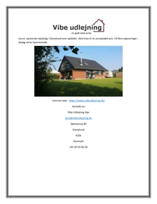 Udlejningsejendom Dianalund | vibeudlejning.dk
