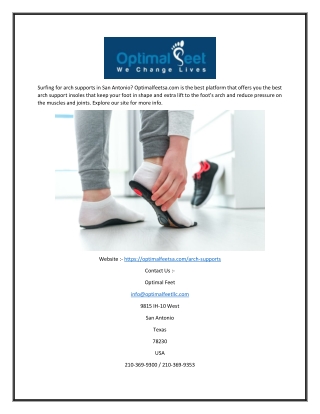 Arch Support Insoles | Optimalfeetsa.com