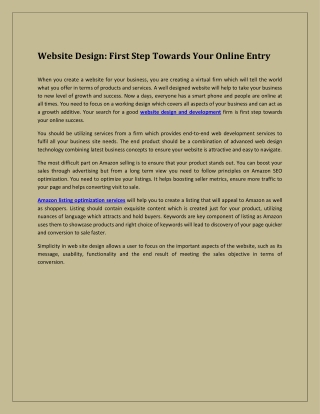 Website Design: First Step Towards Your Online Entry