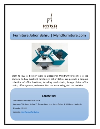 Furniture Johor Bahru | Myndfurniture.com