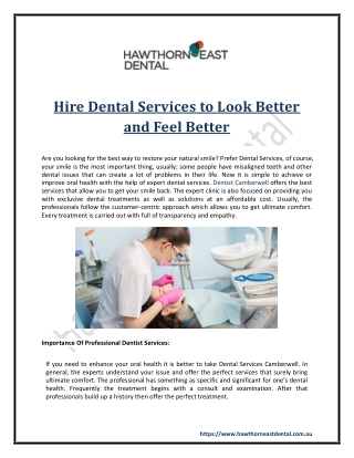 Hire Dental Services to Look Better and Feel Better