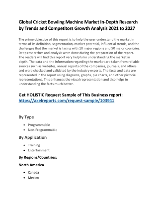 Global Cricket Bowling Machine Market In-Depth Research by Trends and Competitors Growth Analysis 2021 to 2027