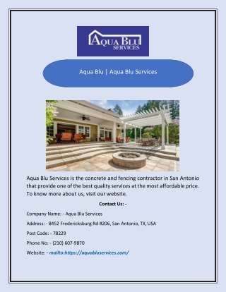 Aqua Blu | Aqua Blu Services