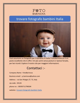 trovare fotografo bambini Italia