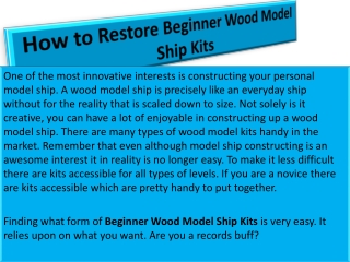 How to Restore Beginner Wood Model Ship Kits