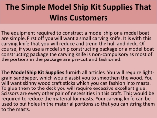 The Simple Model Ship Kit Supplies That Wins Customers