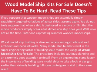 Wood Model Ship Kits For Sale Doesn't Have To Be Hard. Read These Tips