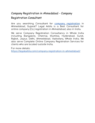 Company Registration in Ahmedabad - Company Registration Consultant