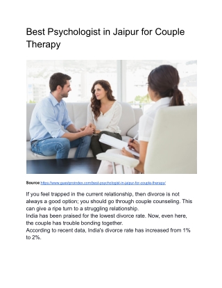 Best Psychologist in Jaipur for Couple Therapy