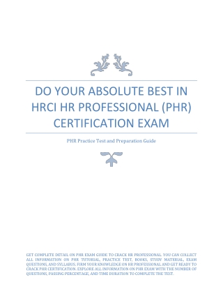 Do Your Absolute Best in HRCI HR Professional (PHR) Certification Exam