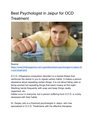 Best Psychologist in Jaipur for OCD Treatment