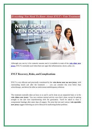 Everything You Need To Know About EVLT - Vein Treatment