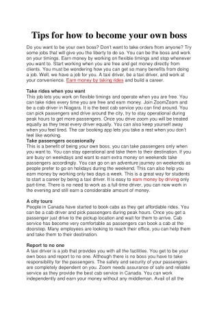 Tips for how to become your own boss