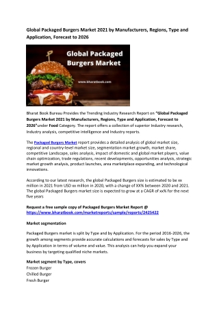 Global Packaged Burgers Market Research Report 2021-2026