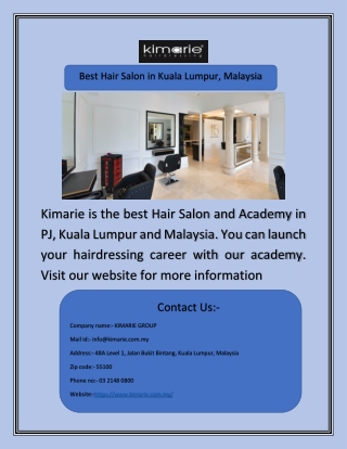 Best Hair Salon in Kuala Lumpur, Malaysia