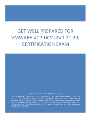 Get Well Prepared for VMware VCP-DCV (2V0-21.20) Certification Exam