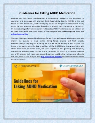 Guidelines for Taking ADHD Medication