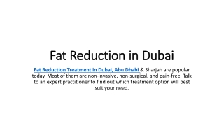 Fat Reduction in Dubai