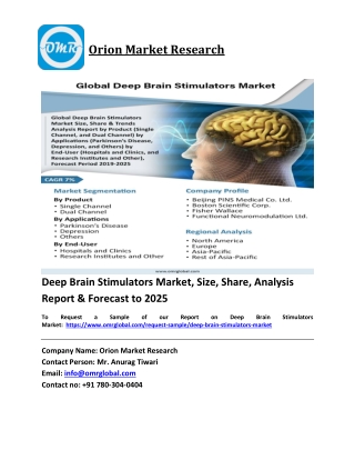 Deep Brain Stimulators Market Trends, Size, Competitive Analysis and Forecast 2019-2025