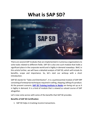 What is SAP SD?
