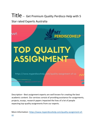 et Premium Quality Perdisco Help with 5 Star rated Experts|Australia