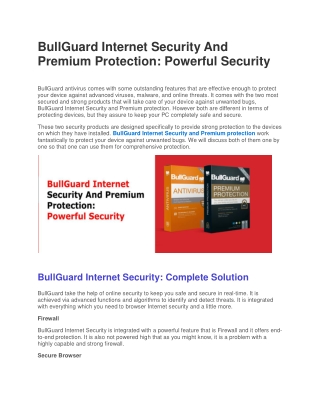 BullGuard Internet Security And Premium Protection: Powerful Security