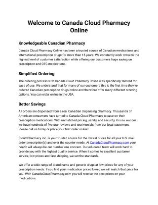 Canada Cloud Pharmacy Certiified Online Canadian USA Pharmacy