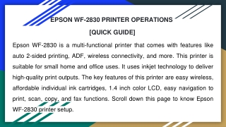 EPSON WF-2830 PRINTER OPERATIONS  [QUICK GUIDE]