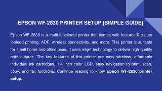 EPSON WF-2830 PRINTER SETUP [SIMPLE GUIDE]