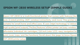 EPSON WF-2830 WIRELESS SETUP [SIMPLE GUIDE]