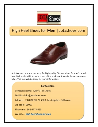 High Heel Shoes for Men | Jotashoes.com
