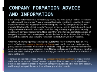 Company Formation Advice and Information