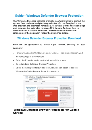Windows Defender Browser Protection Download Guidelines