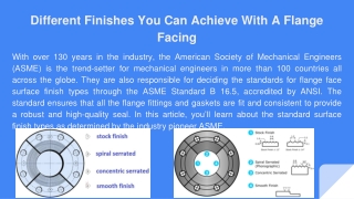 Different Finishes You Can Achieve With A Flange Facing