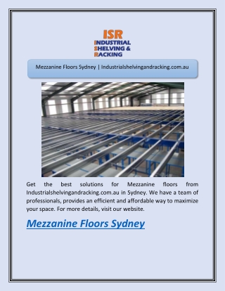 Mezzanine Floors Sydney | Industrialshelvingandracking.com.au