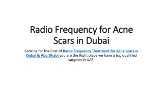 Radio Frequency for Acne Scars in Dubai