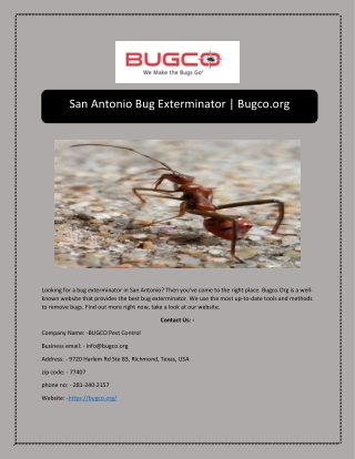 San Antonio Bug Exterminator | Bugco.org
