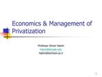 Economics Management of Privatization