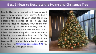 Best 5 Ideas to Decorate the Home and Christmas Tree