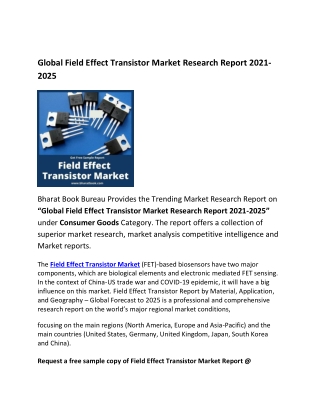 Global Field Effect Transistor Market Forecast 2021-2025