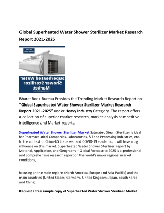 Global Superheated Water Shower Sterilizer Market Forecast 2021-2025