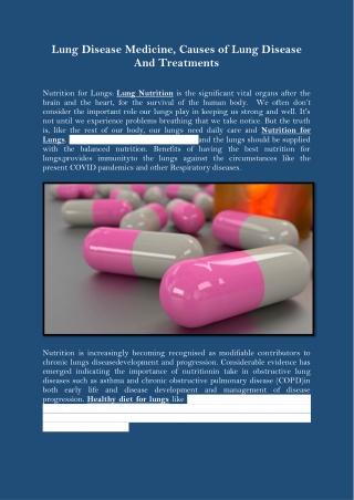 Lung Disease Medicine, Causes of Lung Disease And Treatments