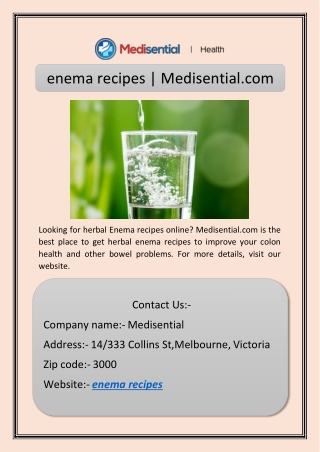 enema recipes | Medisential.com