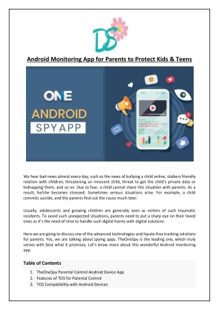 Android Monitoring App for Parents to Protect Kids & Teens