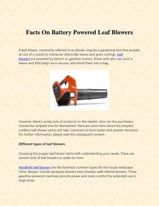 Battery Powered Leaf Blowers