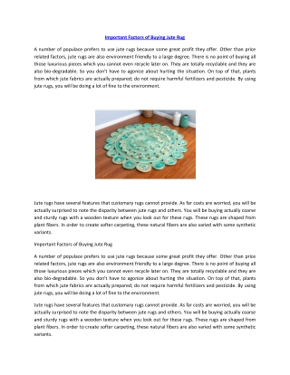 Important Factors of Buying Jute Rug