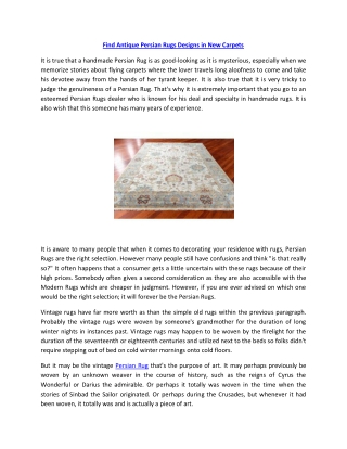 Find Antique Persian Rugs Designs in New Carpets